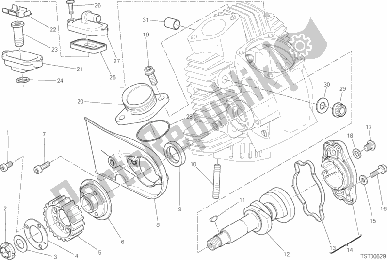 All parts for the Horizontal Head Timing System of the Ducati Scrambler Cafe Racer 803 2019